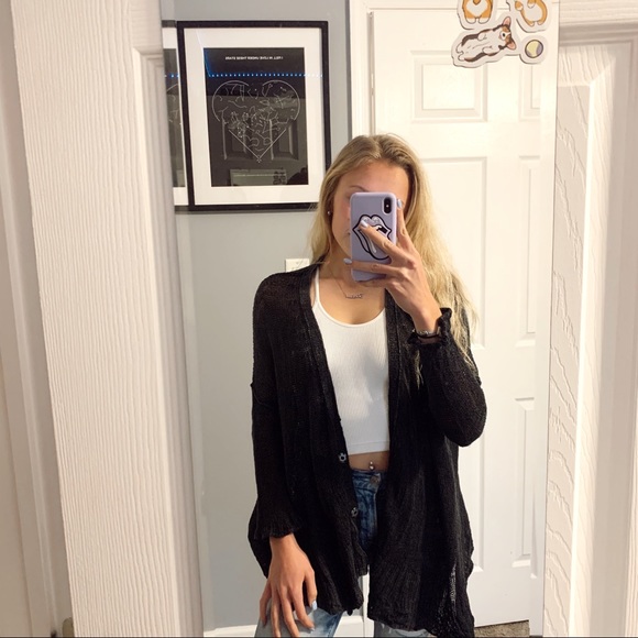 Black Cardigan With Button Snaps | Poshmark